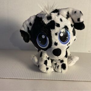 Spotted Plush Dog Toy with Big Blue Eyes